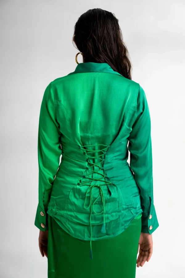 Haritima-Green Ombre Corset shirt - Image 4