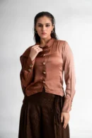 Malkin – Choco Ombre Drape Shirt