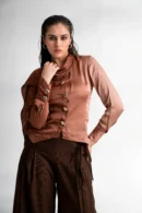 Malkin – Choco Ombre Drape Shirt