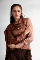 Malkin – Choco Ombre Drape Shirt