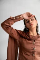 Malkin – Choco Ombre Drape Shirt