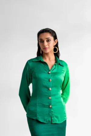 Haritima-Green Ombre Corset shirt