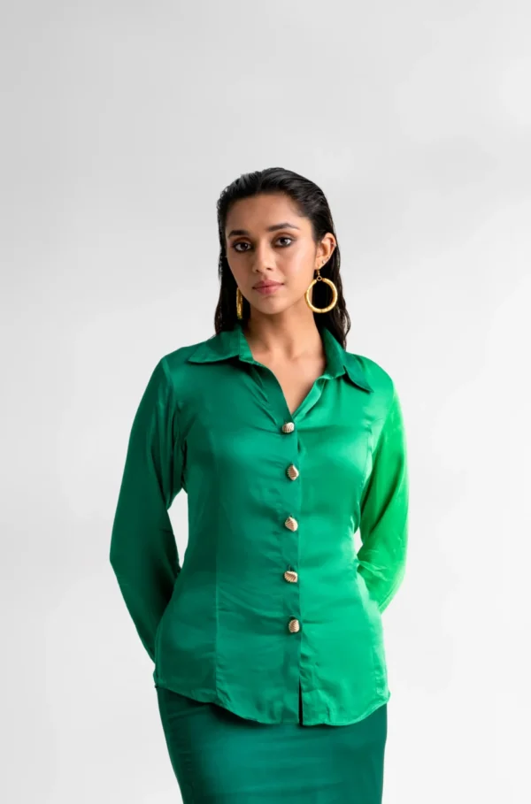 Haritima-Green Ombre Corset shirt