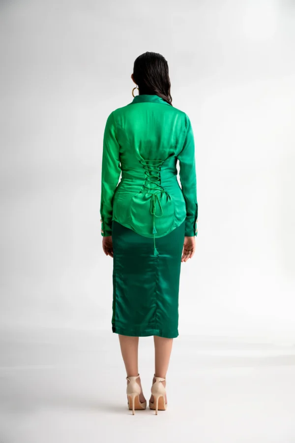 Haritima-Green Ombre Corset shirt - Image 3
