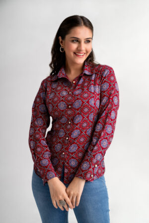 Zeenat - Ajrakh Cotton Corset Shirt